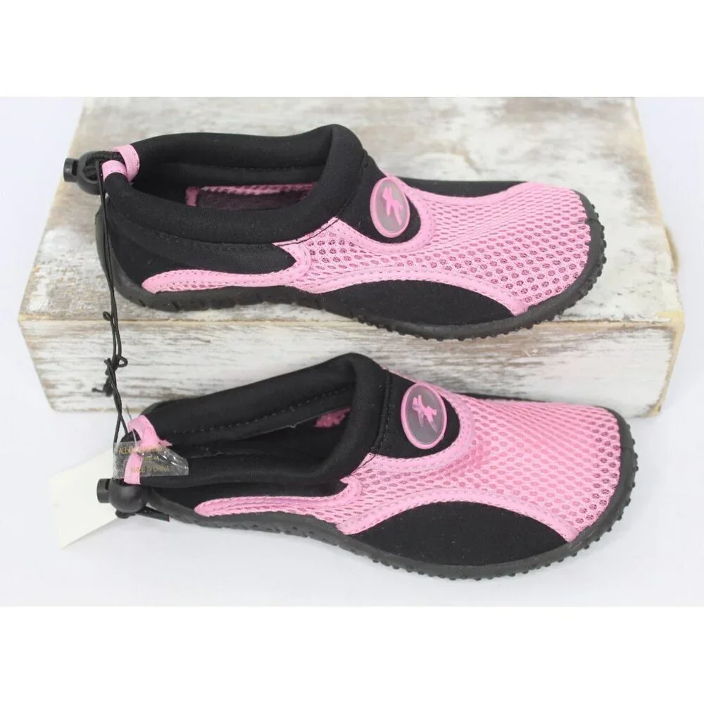 Ecsa Water Sports Shoes Girls Size 1 Pink Black Slip On Mesh Summer‎ Beach NWOB